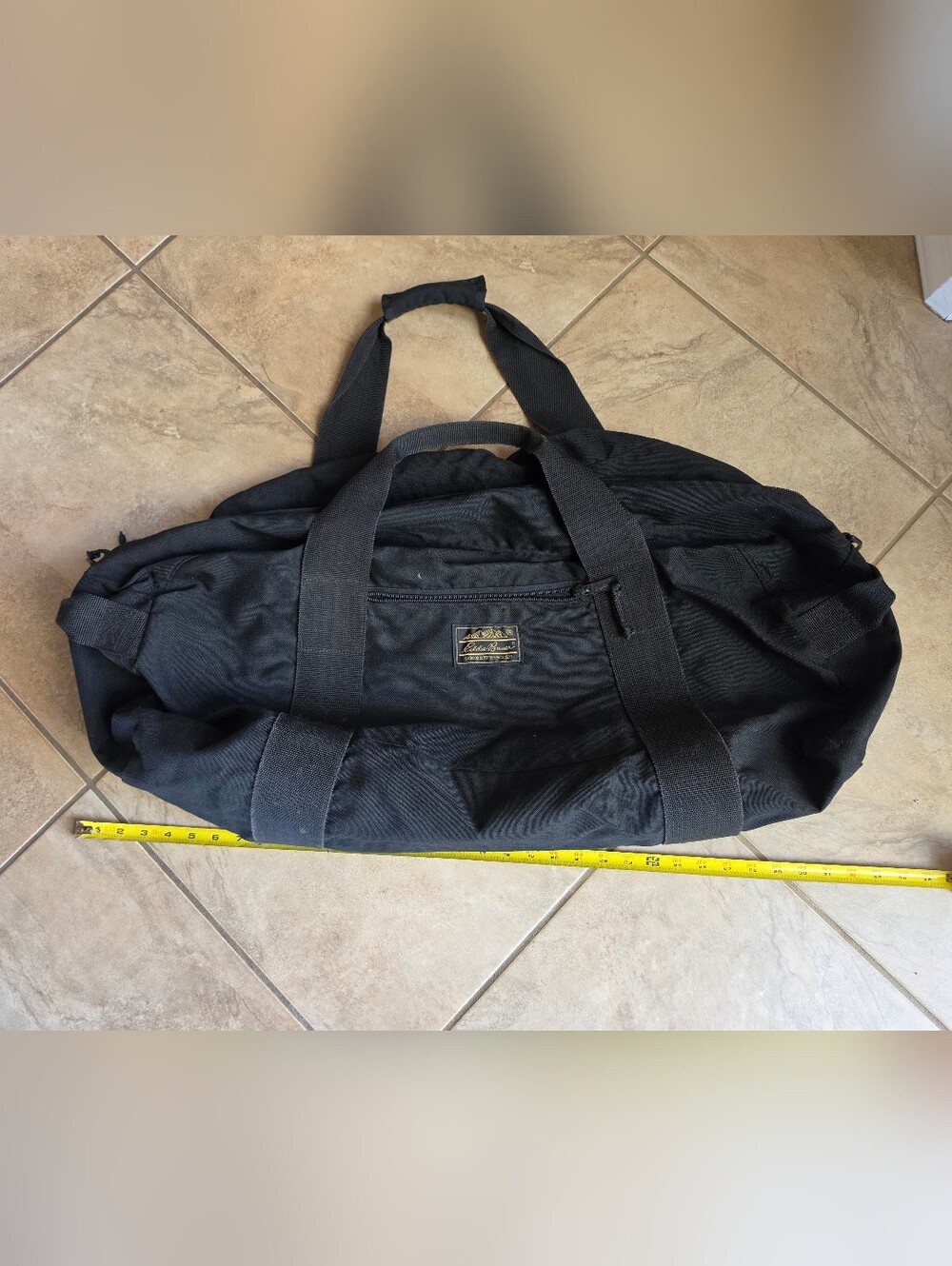 Eddie Bauer Classic Black Canvas Duffel Bag - EUC